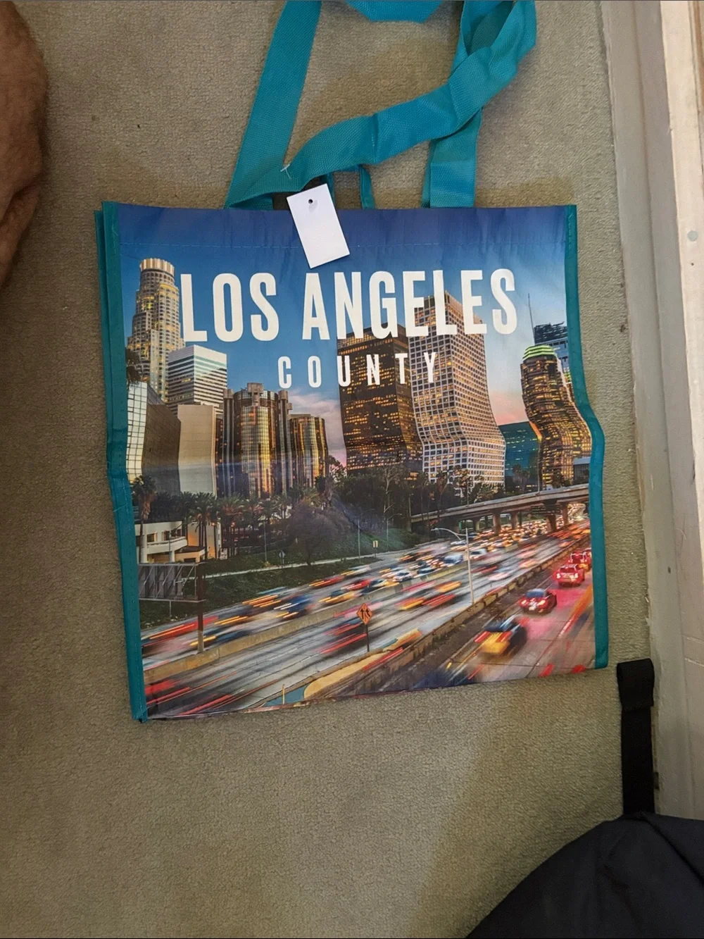 Los Angeles County Scenic Tote Bag in Teal Trim. Poly blend. NWT